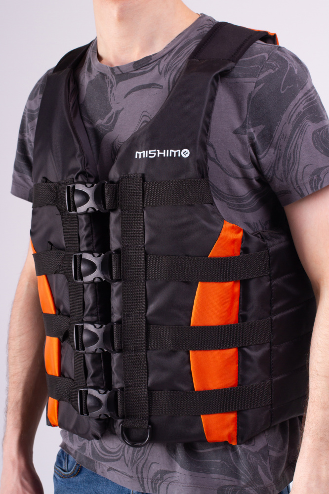 Жилет спасательный MISHIMO PRO Премиум качества Черно-оранжевый в Армавире